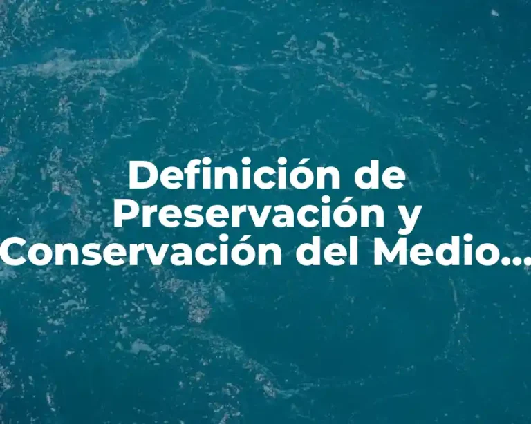 Definición de Preservación y Conservación del Medio Ambiente