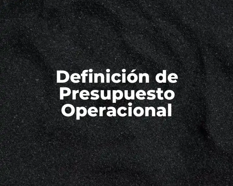 Definición de Presupuesto Operacional