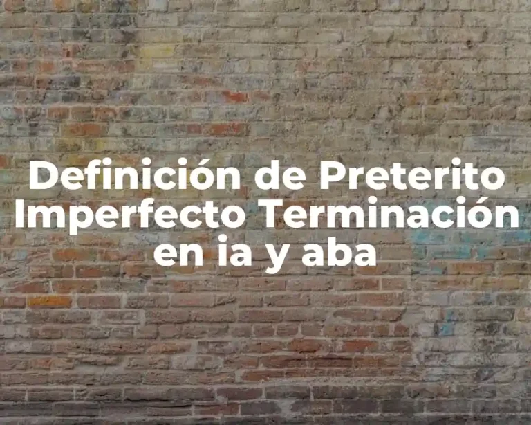 Definición de Preterito Imperfecto Terminación en ia y aba