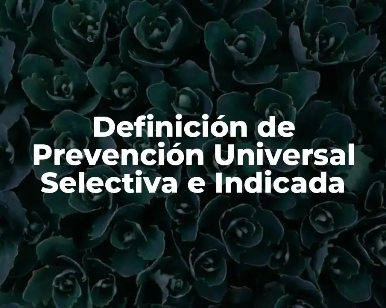 Definición de Prevención Universal Selectiva e Indicada