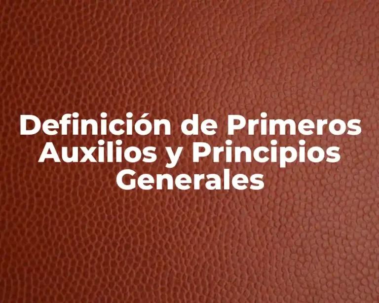 Definición de Primeros Auxilios y Principios Generales