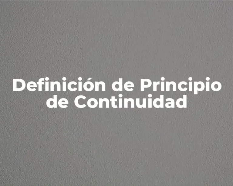 Definición de Principio de Continuidad