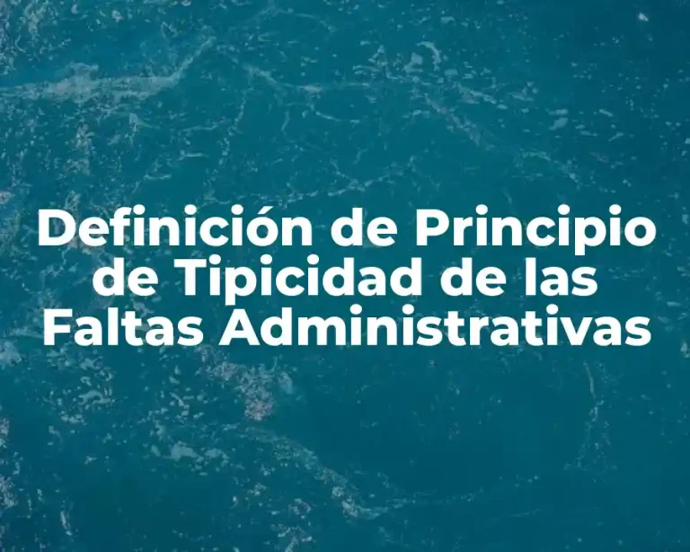 Definición de Principio de Tipicidad de las Faltas Administrativas