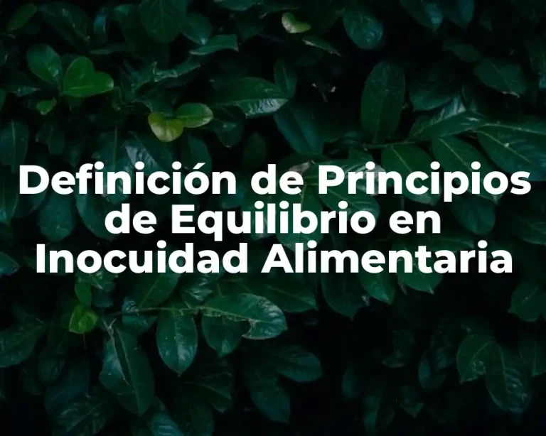 Definición de Principios de Equilibrio en Inocuidad Alimentaria