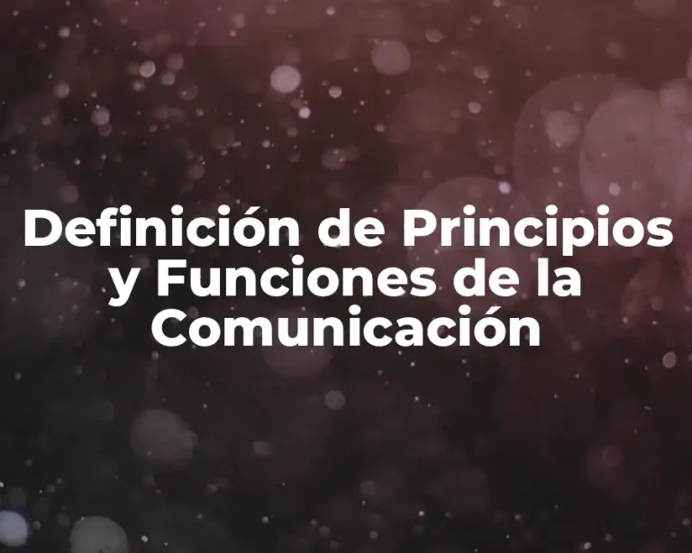 Definición de Principios y Funciones de la Comunicación