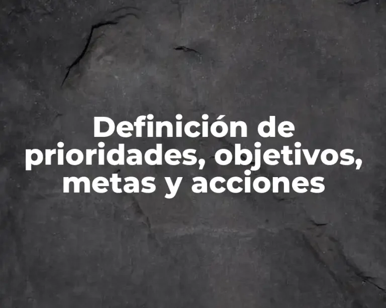 Definición de prioridades, objetivos, metas y acciones