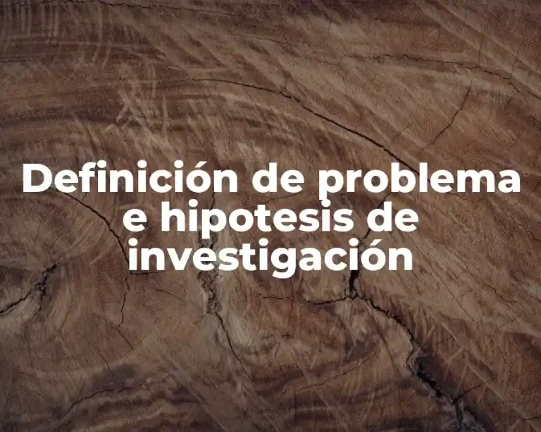 Definición de problema e hipotesis de investigación