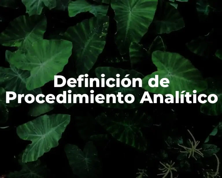 Definición de Procedimiento Analítico