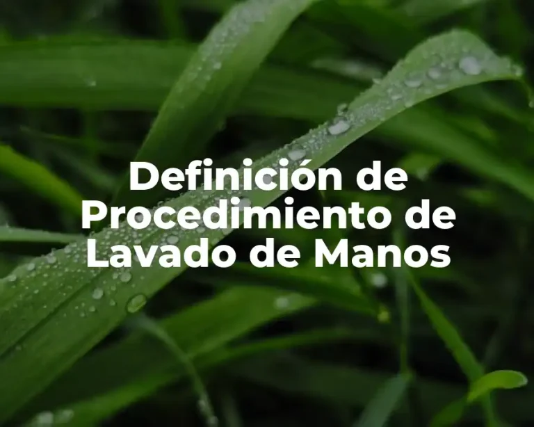 Definición de Procedimiento de Lavado de Manos