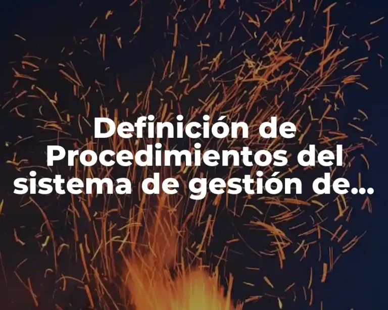 Definición de Procedimientos del sistema de gestión de calidad