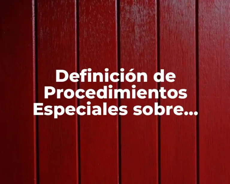 Definición de Procedimientos Especiales sobre Cuestiones Familiares