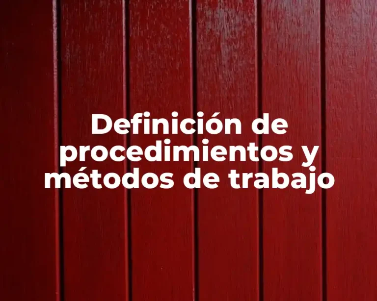Definición de procedimientos y métodos de trabajo