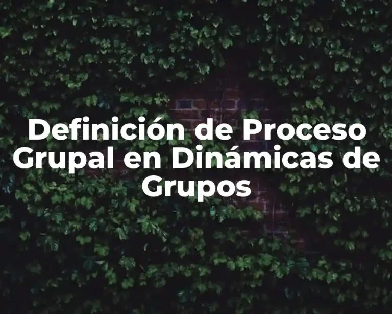 Definición de Proceso Grupal en Dinámicas de Grupos