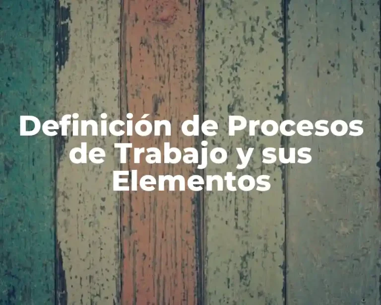 Definición de Procesos de Trabajo y sus Elementos