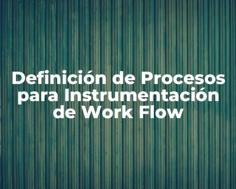 Definición de Procesos para Instrumentación de Work Flow
