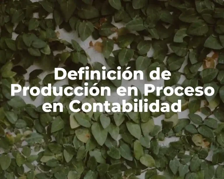 Definición de Producción en Proceso en Contabilidad