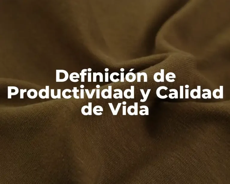 Definición de Productividad y Calidad de Vida