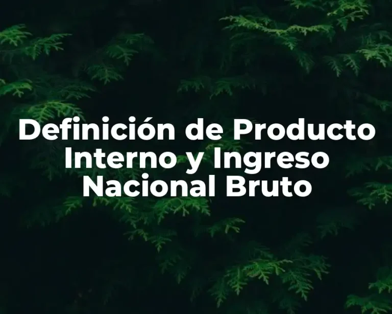 Definición de Producto Interno y Ingreso Nacional Bruto