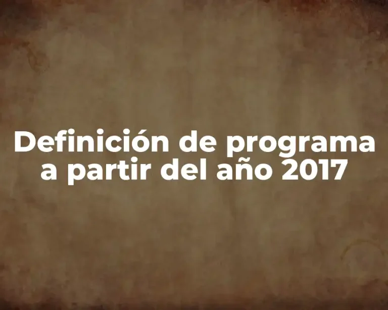 Definición de programa a partir del año 2017