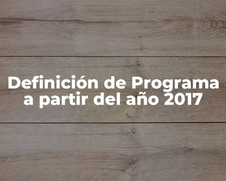Definición de Programa a partir del año 2017