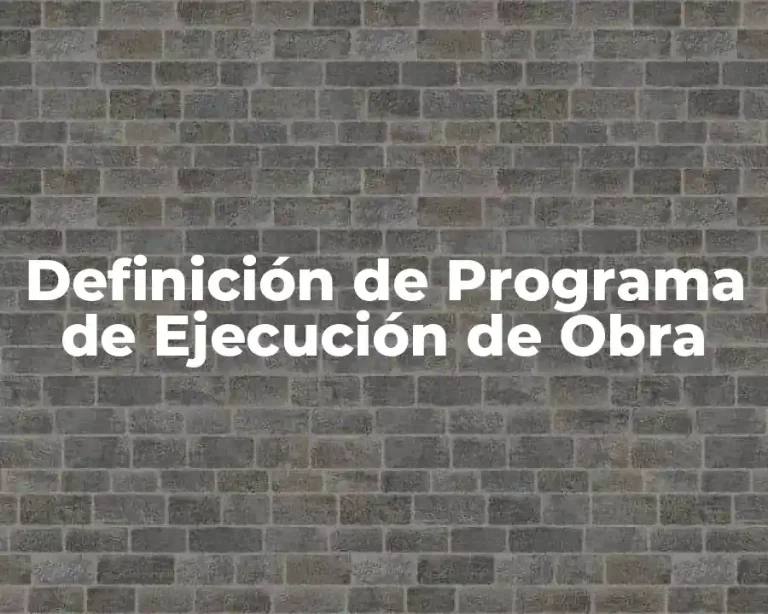 Definición de Programa de Ejecución de Obra