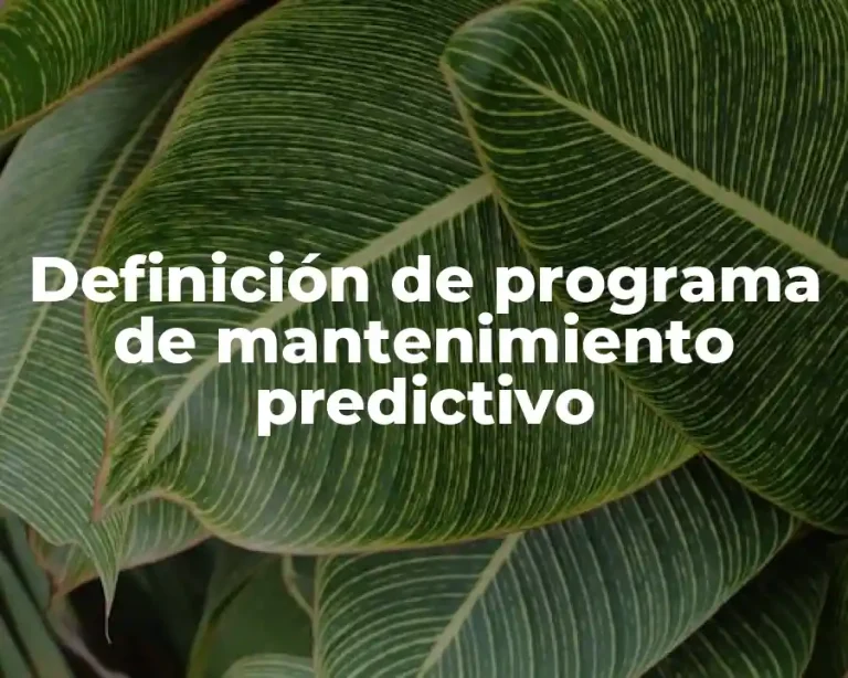 Definición de programa de mantenimiento predictivo