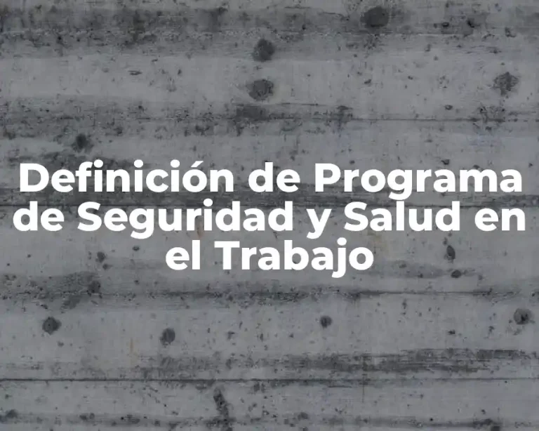 Definición de Programa de Seguridad y Salud en el Trabajo