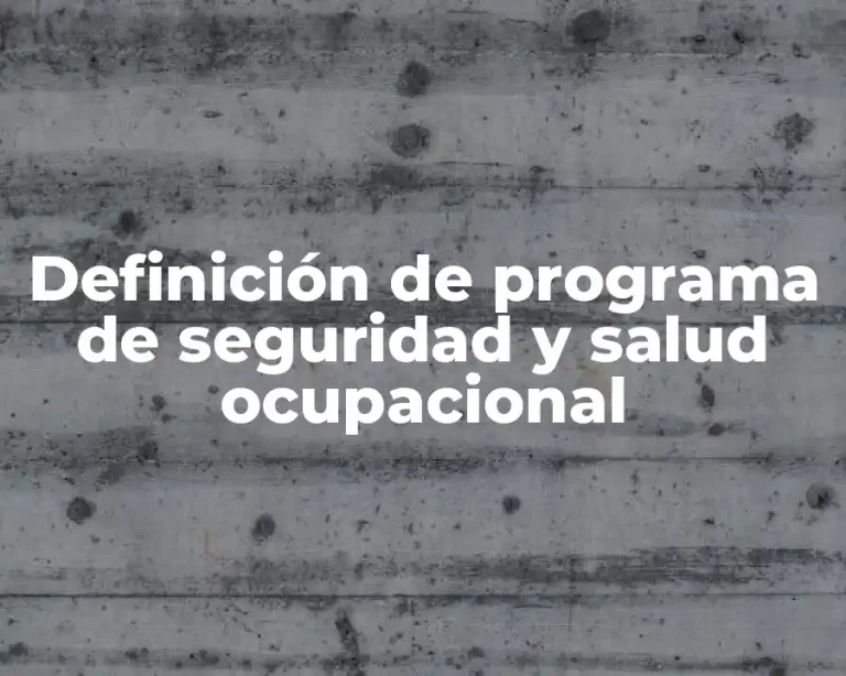 Definición de programa de seguridad y salud ocupacional