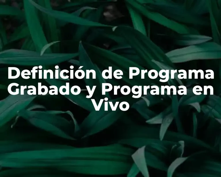 Definición de Programa Grabado y Programa en Vivo