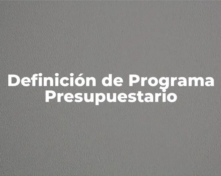 Definición de Programa Presupuestario