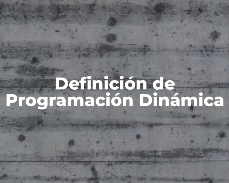 Definición de Programación Dinámica