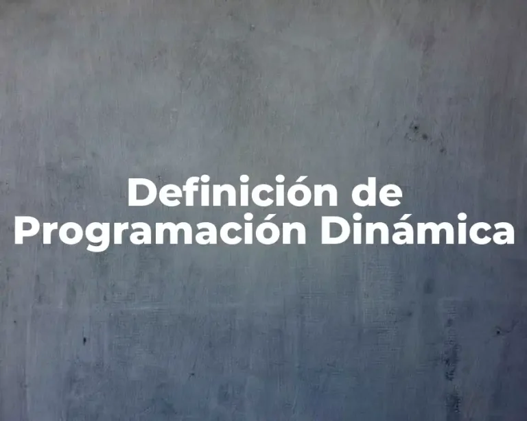 Definición de Programación Dinámica