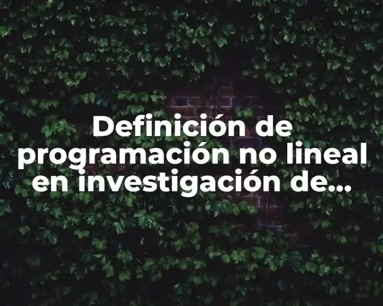 Definición de programación no lineal en investigación de operaciones