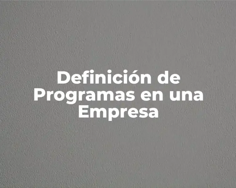 Definición de Programas en una Empresa