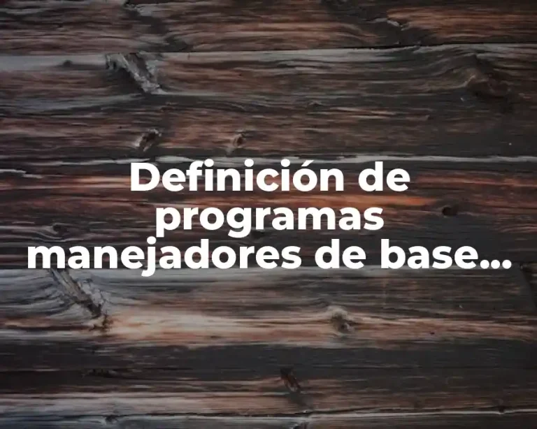 Definición de programas manejadores de base de datos