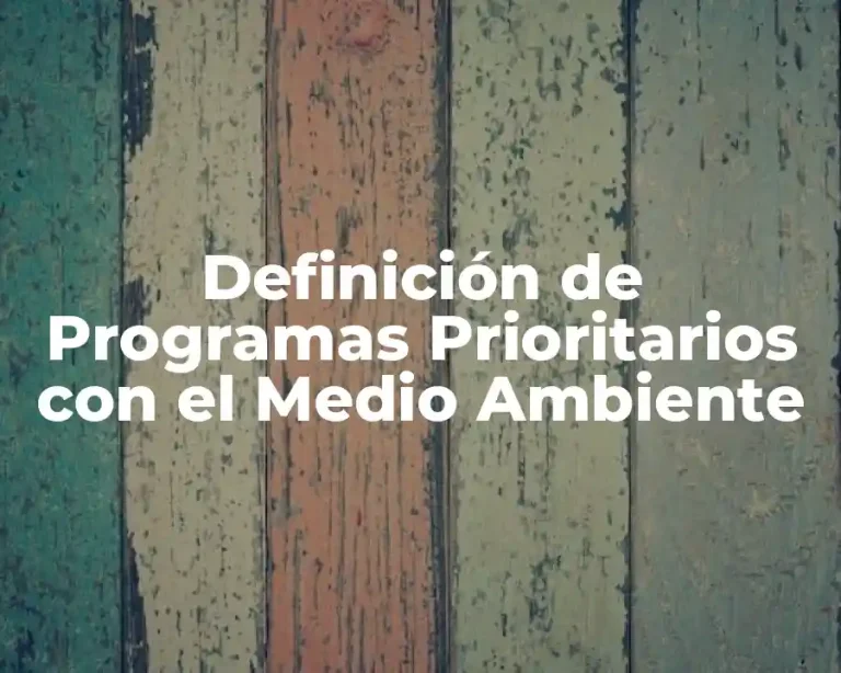 Definición de Programas Prioritarios con el Medio Ambiente