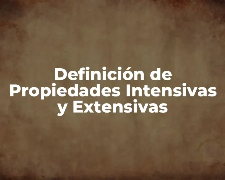 Definición de Propiedades Intensivas y Extensivas