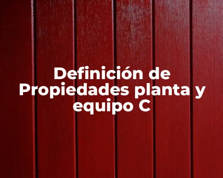 Definición de Propiedades planta y equipo C