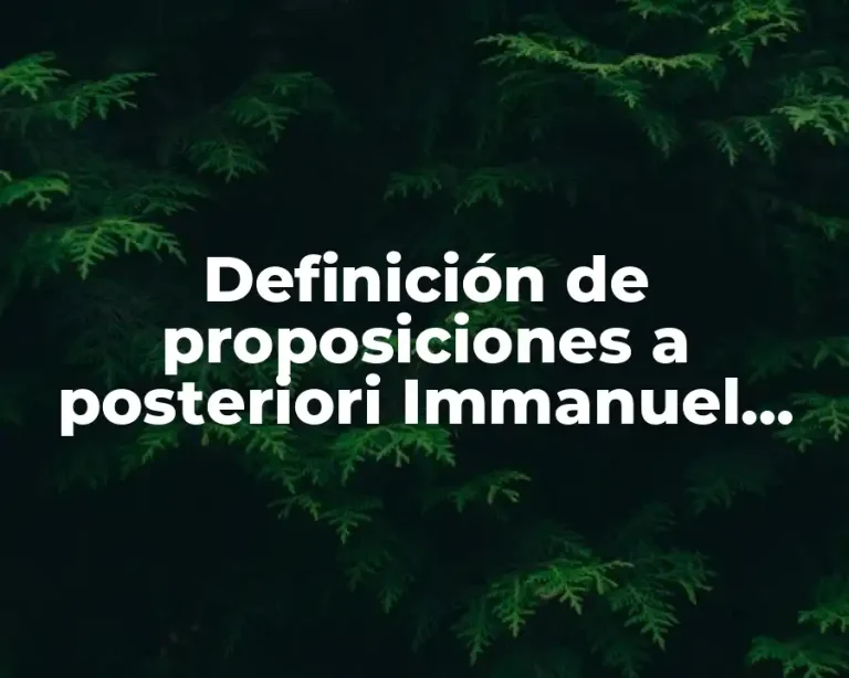 Definición de proposiciones a posteriori Immanuel Kant