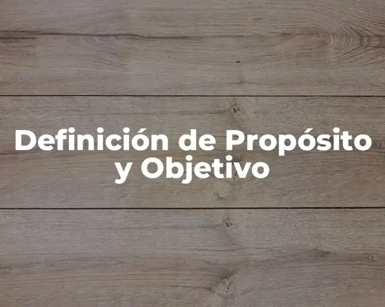 Definición de Propósito y Objetivo