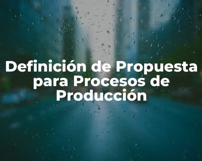 Definición de Propuesta para Procesos de Producción