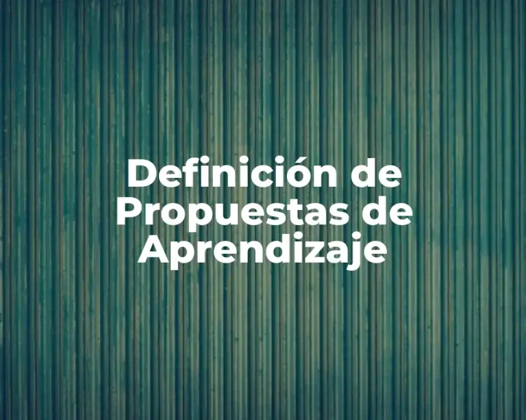 Definición de Propuestas de Aprendizaje