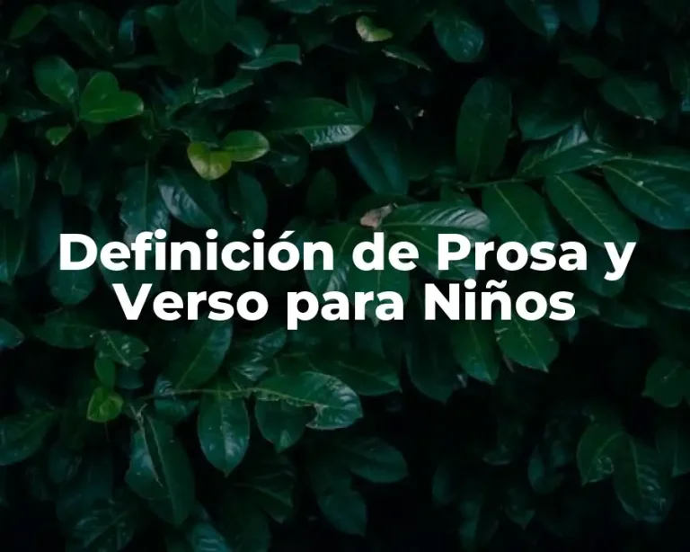 Definición de Prosa y Verso para Niños