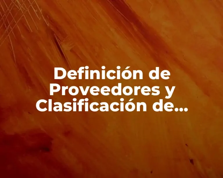 Definición de Proveedores y Clasificación de Proveedores
