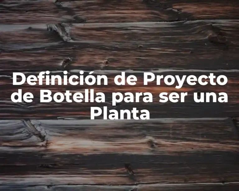 Definición de Proyecto de Botella para ser una Planta