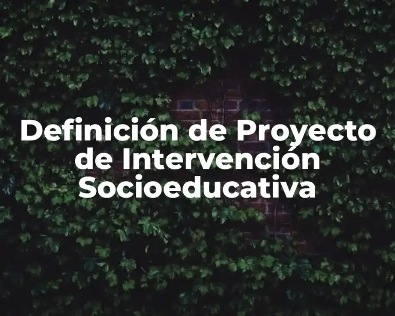 Definición de Proyecto de Intervención Socioeducativa