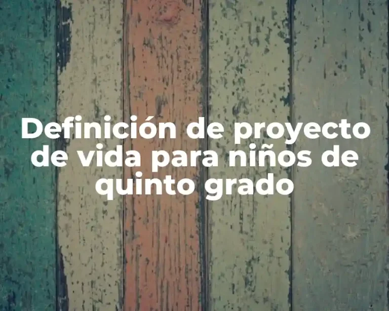 Definición de proyecto de vida para niños de quinto grado