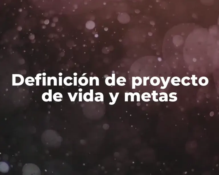 Definición de proyecto de vida y metas