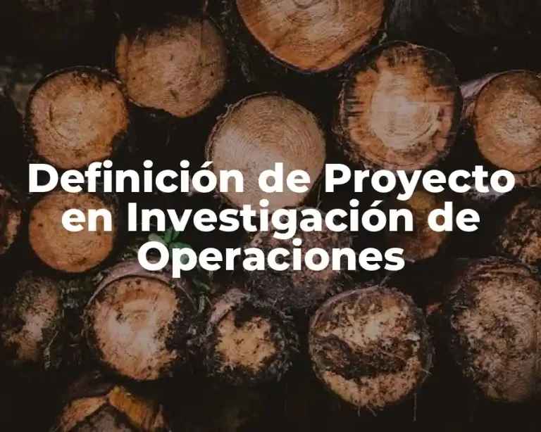 Definición de Proyecto en Investigación de Operaciones