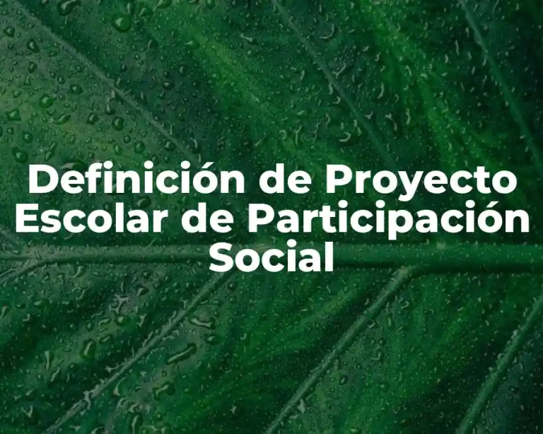 Definición de Proyecto Escolar de Participación Social
